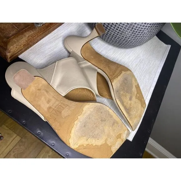 TORAL Mule Sand Leather Thong Square Sandals Womens Size 39