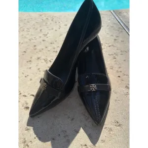 Tory Burch 9.5 Eliza Kitten black patent leather pumps heel