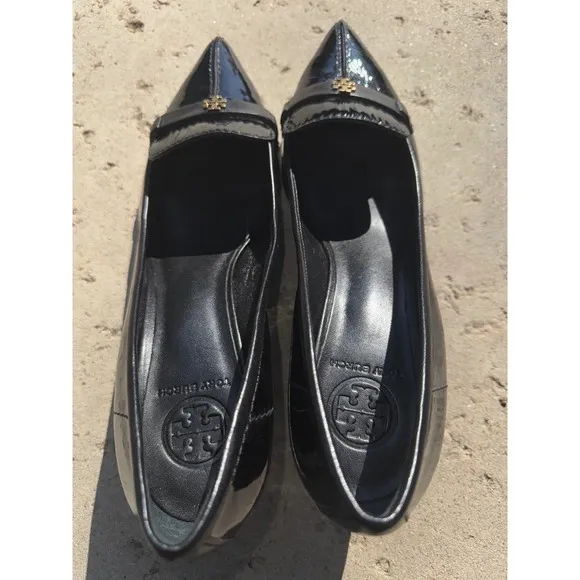 Tory Burch 9.5 Eliza Kitten black patent leather pumps heel