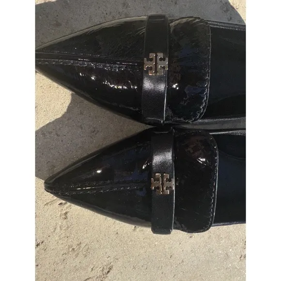 Tory Burch 9.5 Eliza Kitten black patent leather pumps heel