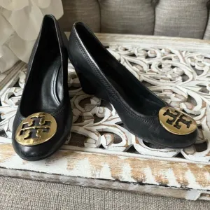 Tory Burch Black Leather Heels Shoes Women’s 6