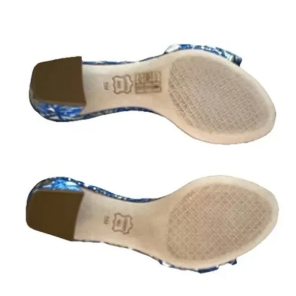 Tory Burch Blue and White Valenyina Bow slide Women's Heels size 5