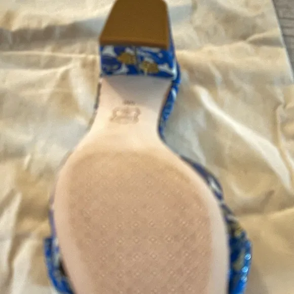 Tory Burch Blue and White Valenyina Bow slide Women's Heels size 5