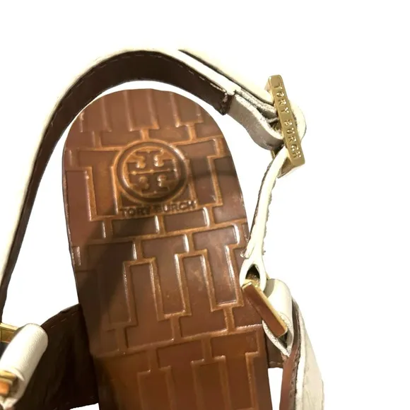 Tory Burch Carlee Wedge sandals women’s 10m 5” heels Barbie preppy party classic