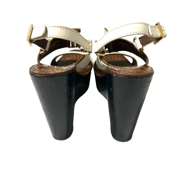 Tory Burch Carlee Wedge sandals women’s 10m 5” heels Barbie preppy party classic