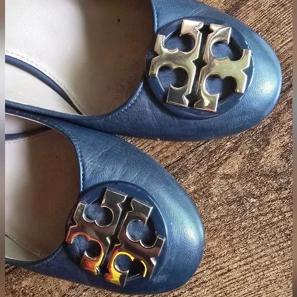 Tory Burch Janey 50MM Navy Leather Pumps Size 8