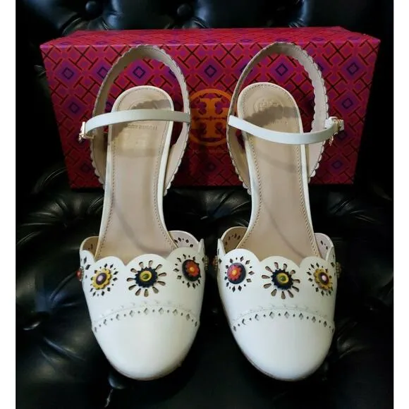 Tory Burch Marguerite Perforated Slingback Sandal Formal Shoes Size US 9.5 M
