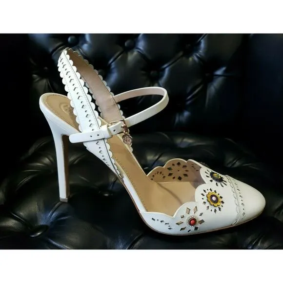 Tory Burch Marguerite Perforated Slingback Sandal Formal Shoes Size US 9.5 M