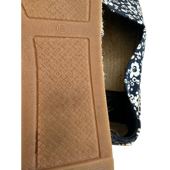 TORY BURCH Navy White Floral Espadrille Flats Size 8.5