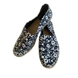 TORY BURCH Navy White Floral Espadrille Flats Size 8.5