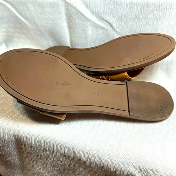 Tory Burch sandals shoes thongs “Eleanor” caramel corn Size 7
