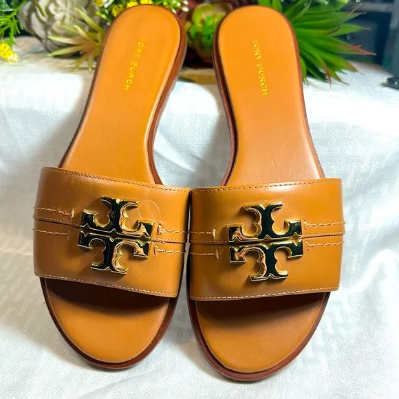 Tory Burch sandals shoes thongs “Eleanor” caramel corn Size 7