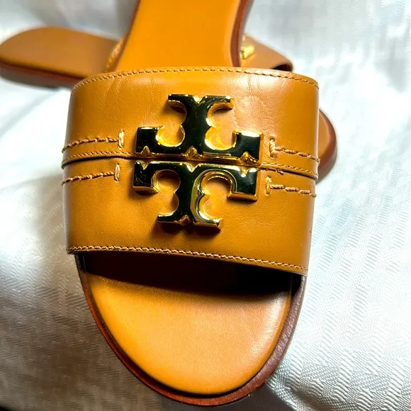 Tory Burch sandals shoes thongs “Eleanor” caramel corn Size 7