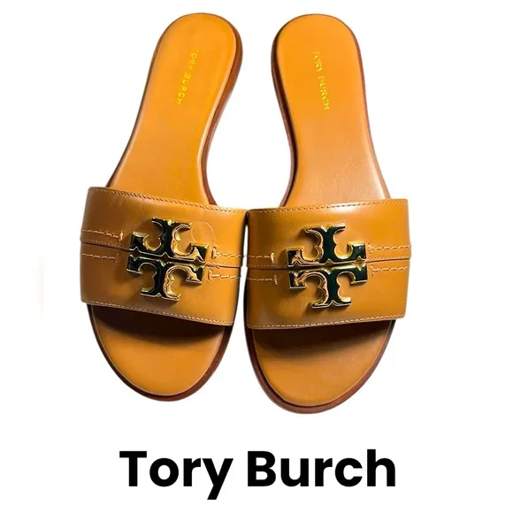 Tory Burch sandals shoes thongs “Eleanor” caramel corn Size 7