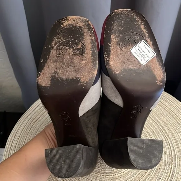 Tory Burch Suede leather colorblock pattern pumps heels sz 6