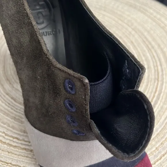 Tory Burch Suede leather colorblock pattern pumps heels sz 6