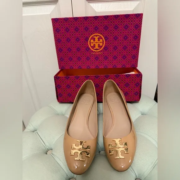 Tory Burch Tan Patent Leather Flats