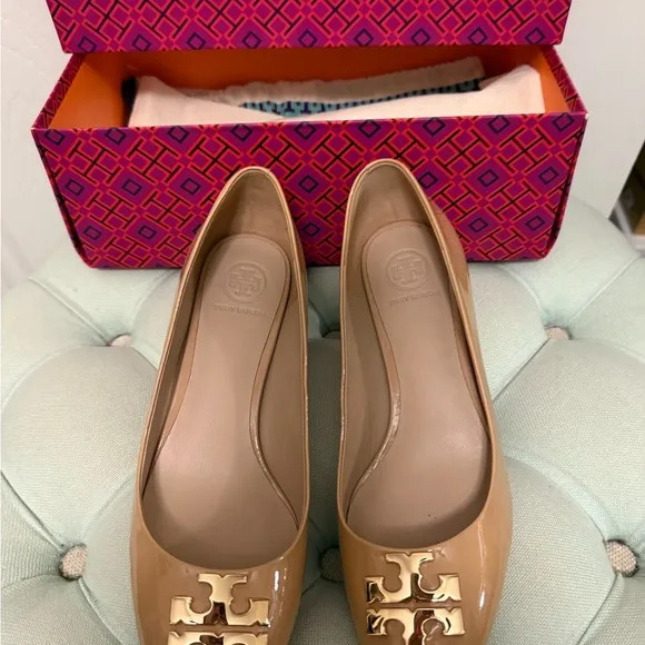 Tory Burch Tan Patent Leather Flats
