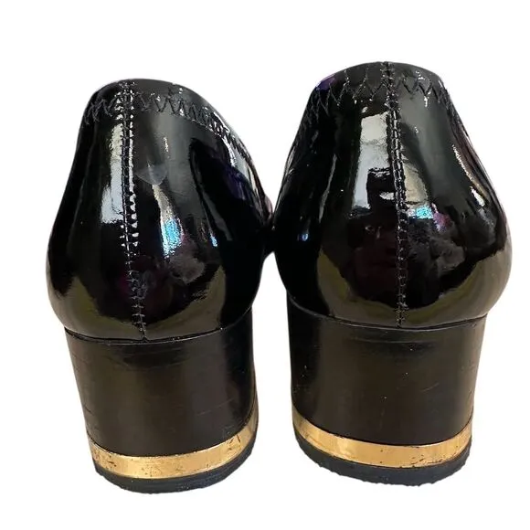 Tory Burch Women's Black Patent Leather Pumps Gold Accent Heel size 7.5