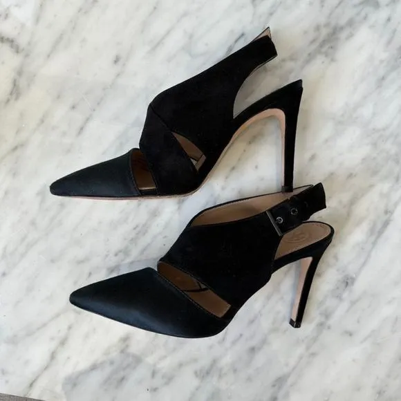 Tory Burch - Black Suede Slingback Pointed Toe Pumps | heels, shoes | Size 6