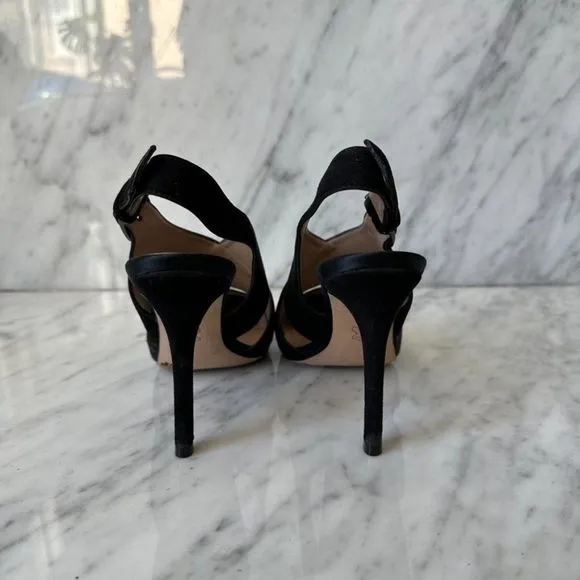 Tory Burch - Black Suede Slingback Pointed Toe Pumps | heels, shoes | Size 6