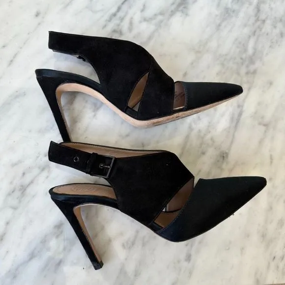 Tory Burch - Black Suede Slingback Pointed Toe Pumps | heels, shoes | Size 6