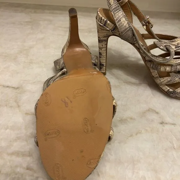 Tory Burch Cream Heeled Sandals with Strappy Design