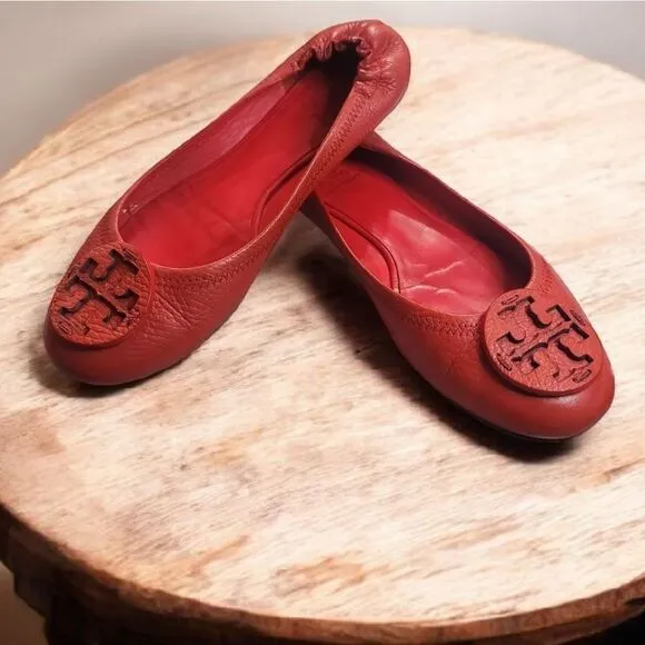 Tory Burch Red Leather Ballet Flats 6.5