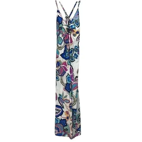 Trina Turk Floral sleeveless padded Mandalay Maxi Dress Size Small