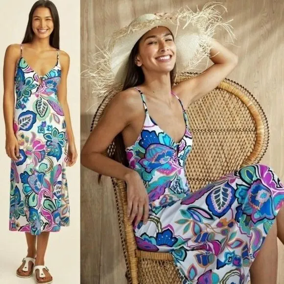 Trina Turk Floral sleeveless padded Mandalay Maxi Dress Size Small