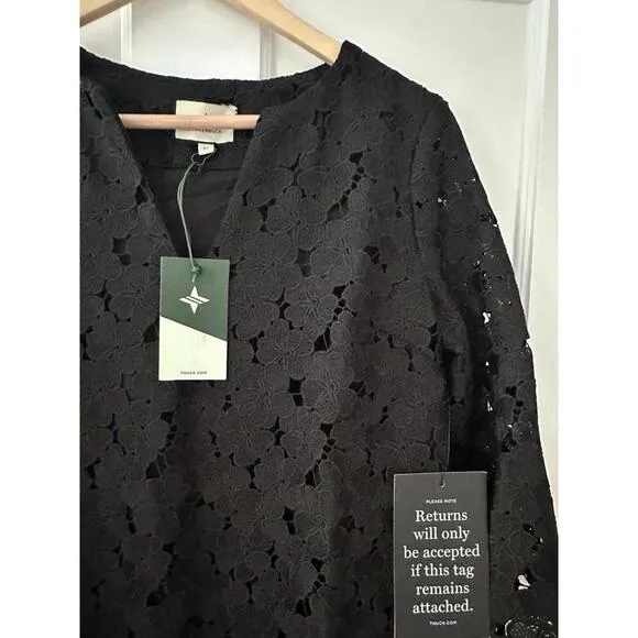 TUCKERNUCK Black V-Neck Lace Jamie Dress $278 NWT Extra Small XS