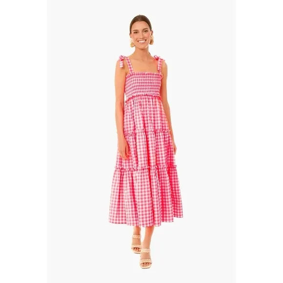 Tuckernuck Pomander Place Electric Pink Gingham Nellie Dress