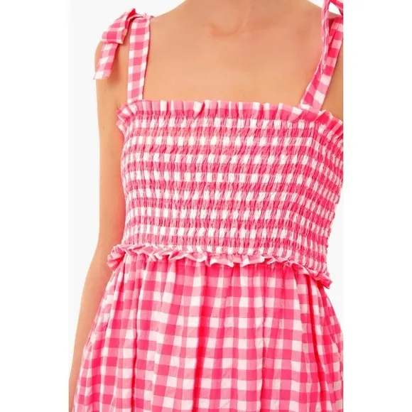 Tuckernuck Pomander Place Electric Pink Gingham Nellie Dress