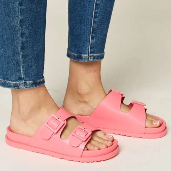 Twin Buckle Open Toe Sandals