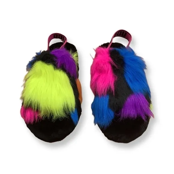 UGG Size 8 fluff yeah party spots sandals New Without Box