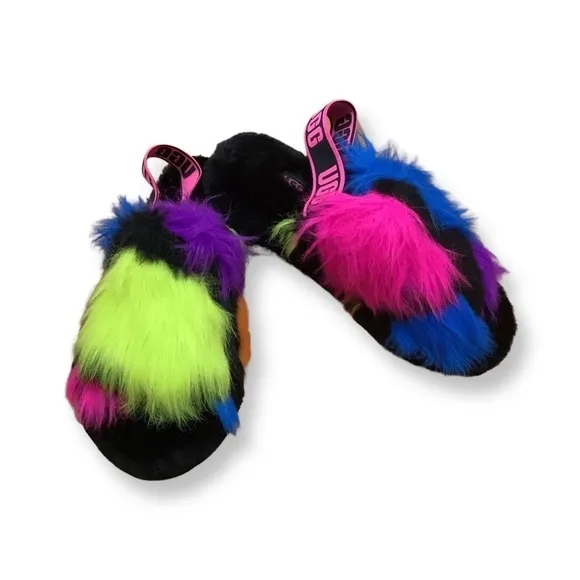 UGG Size 8 fluff yeah party spots sandals New Without Box