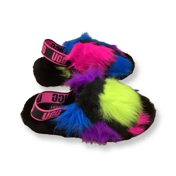 UGG Size 8 fluff yeah party spots sandals New Without Box