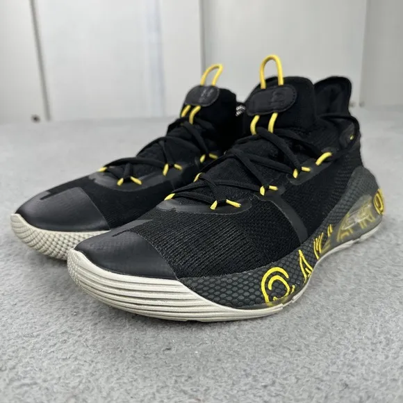 Under Armour Curry 6 Thank You Oakland Shoes Men US 9 Black Yellow 3020612-006