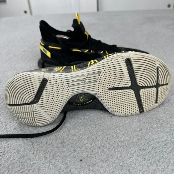 Under Armour Curry 6 Thank You Oakland Shoes Men US 9 Black Yellow 3020612-006