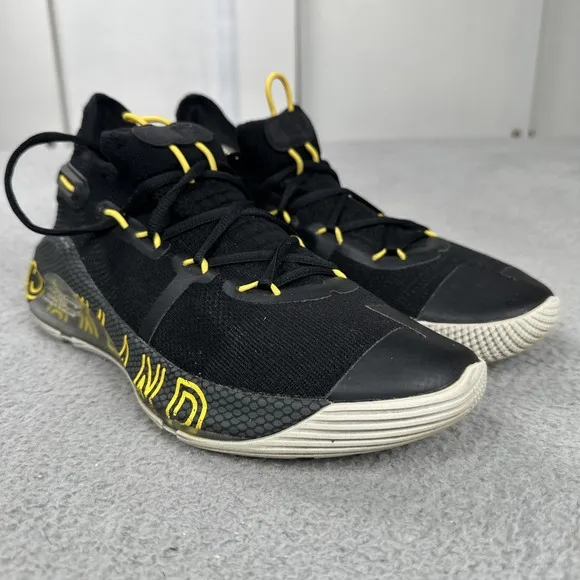 Under Armour Curry 6 Thank You Oakland Shoes Men US 9 Black Yellow 3020612-006