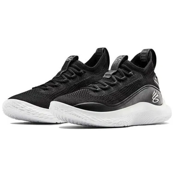 Under Armour Curry 8 Basketball Shoes Mens 7.5 Womens 9 Black White New