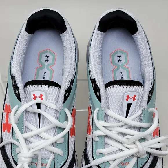 Under Armour UA Apparition Shoes Men Sz 10.5 Women 12 White Enamel Blue Beta New