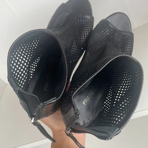 Unique Designer Perforated Leather Ankle Booties 37