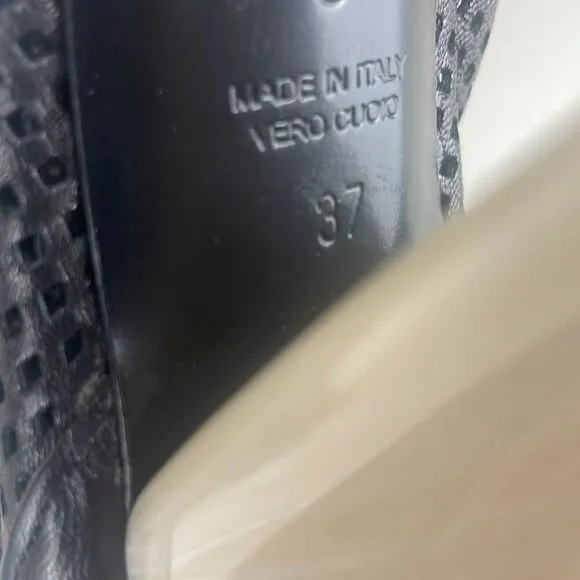 Unique Designer Perforated Leather Ankle Booties 37