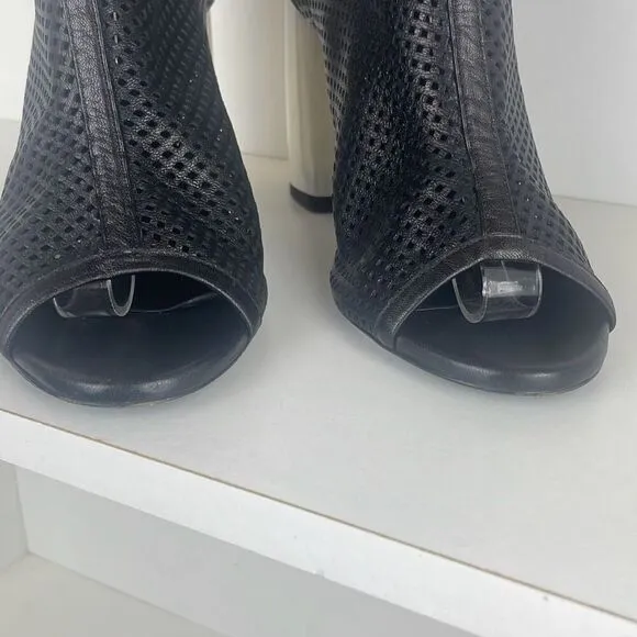 Unique Designer Perforated Leather Ankle Booties 37