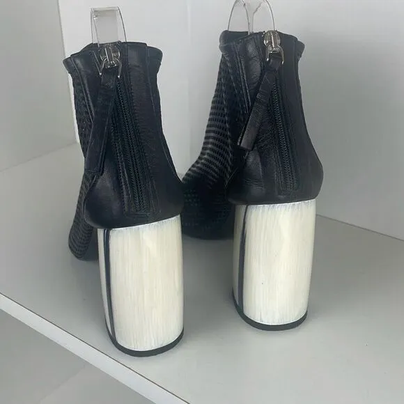 Unique Designer Perforated Leather Ankle Booties 37
