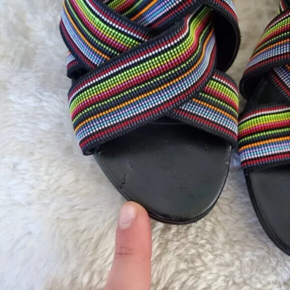 United Nude 90s Y2K Retro Mod Rainbow Wedge Platform Strappy Sandals 7.5