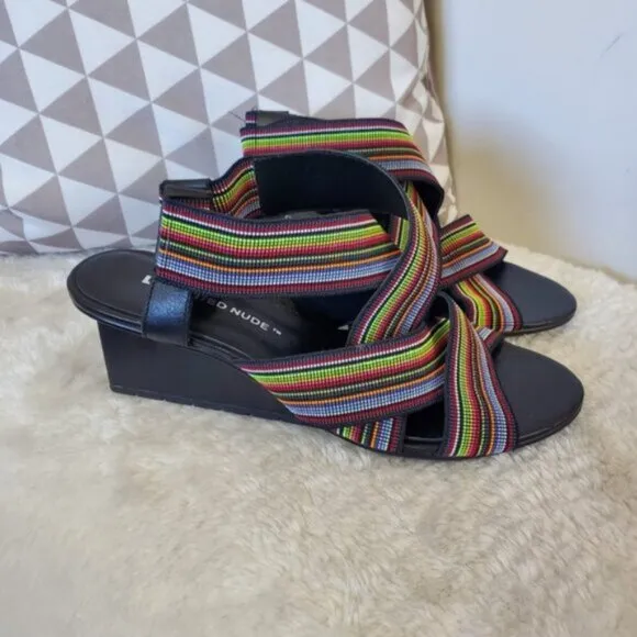 United Nude 90s Y2K Retro Mod Rainbow Wedge Platform Strappy Sandals 7.5