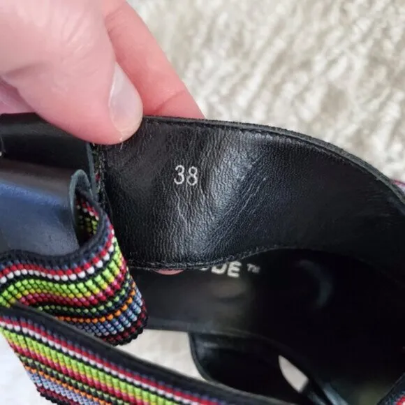 United Nude 90s Y2K Retro Mod Rainbow Wedge Platform Strappy Sandals 7.5
