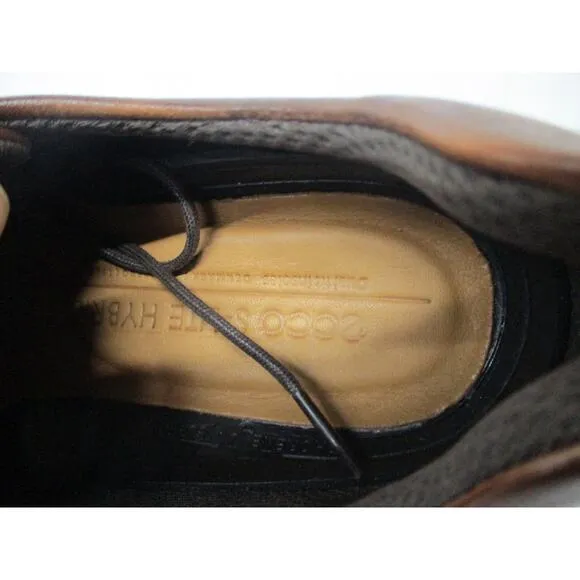 USED ECCO Men's Lite Hybrid Apron Toe Tie Shoes ,Cognac-Size 7-7.5